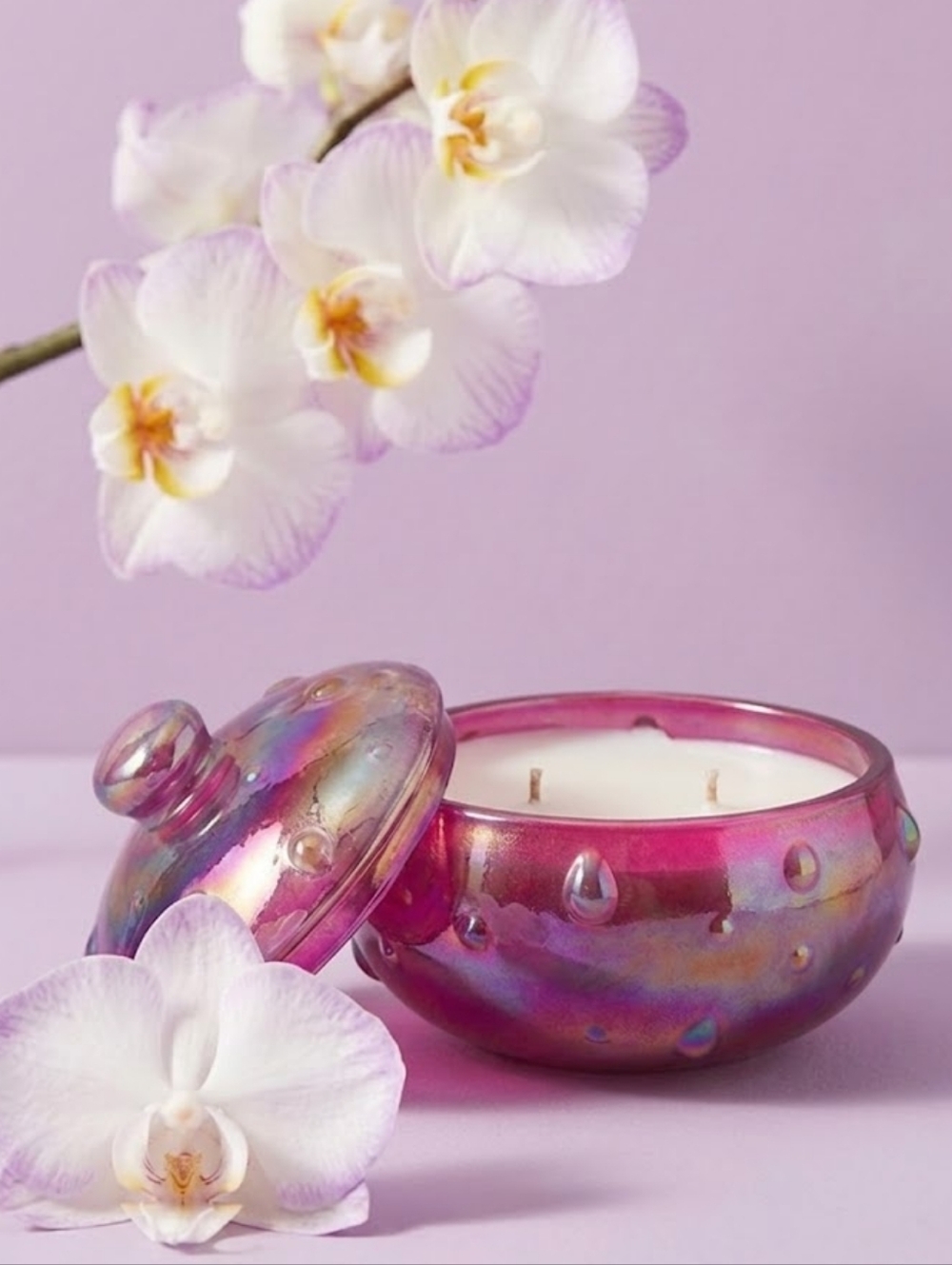 Iridescent Purple Glass Candle Jar with Lid | Two-Wick in Scent Lucid Dreams